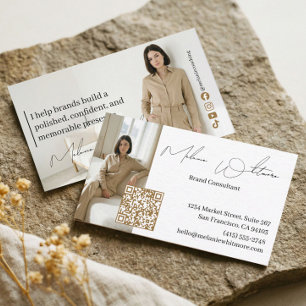 Luxury Brand Consultant Elegant QR Code Photo Business Card