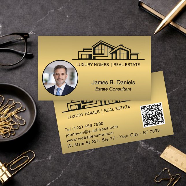 Luxury Brass Gold Real Estate Chic Professional Business Card (Creator Uploaded)