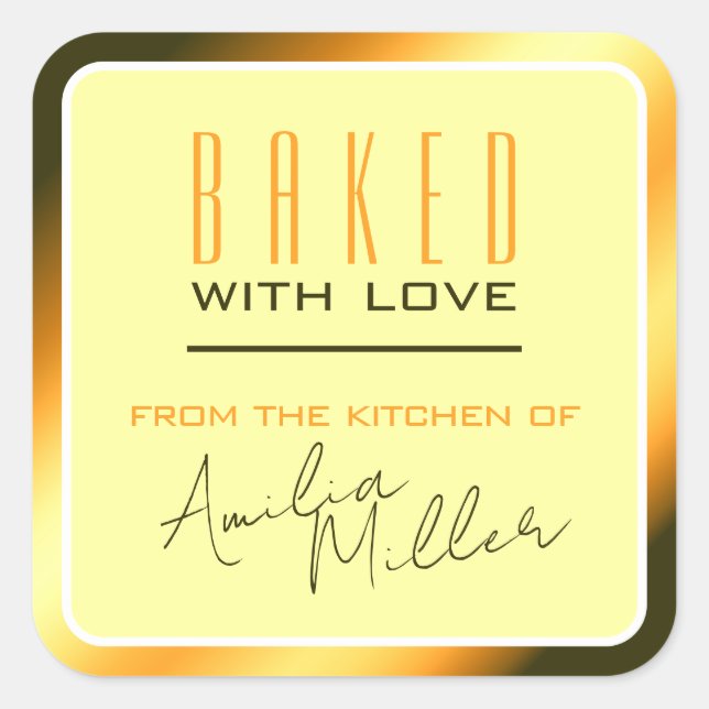 Luxury Bright Orange Ombre Colour Gradient Baking Square Sticker (Front)