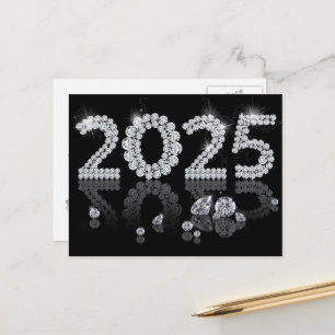 Luxury Brilliant Diamonds New Year 2025 Holiday Postcard