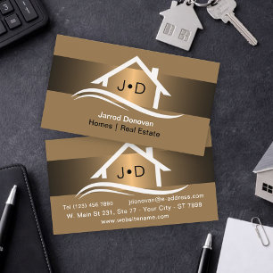 Luxury Bronze Gold Real Estate Classy Professional Business Card