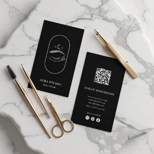 Luxury Brow Artist Elegant Eyebrow Studio QR Code Business Card