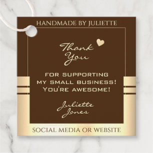 Luxury Brown and Gold Product Packaging Thank You Favour Tags