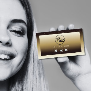 Luxury Brown Beige Ombre Sparkle Diamonds Add Logo Business Card