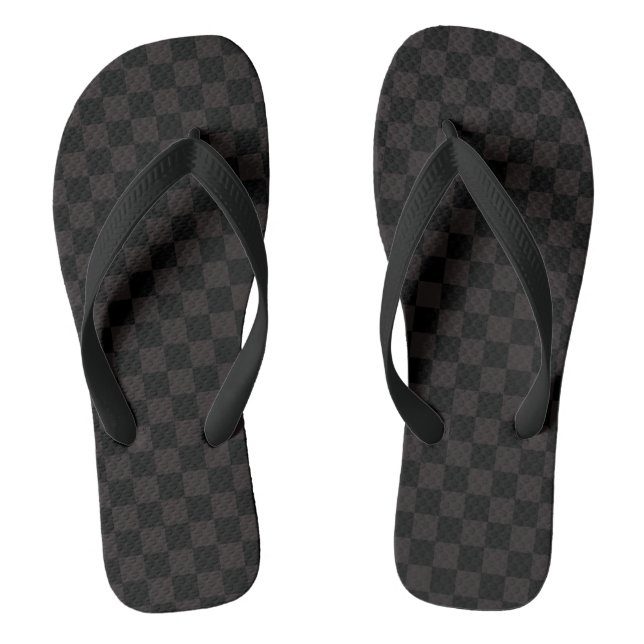 Luxury Brown/Black Chequered Flip Flops (Footbed)