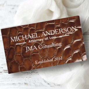 Luxury Brown Crocodile Leather Attorney at Law Business Card