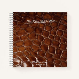 Luxury Brown Crocodile Leather Attorney at Law Notebook