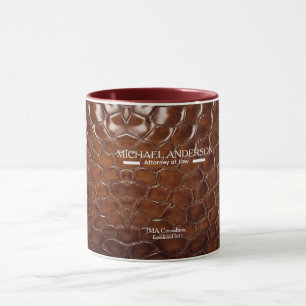 Luxury Brown Crocodile Leather Lawyer & Executive Mug