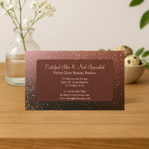 Luxury Brown Glitter Beautician Skin Nail Expert Business Card