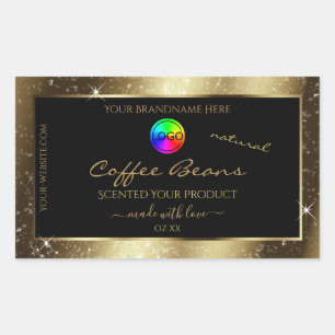 Luxury Brown Glitter Frame Product Label with Logo