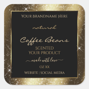 Luxury Brown Sparkle Glitter Frame Product Label