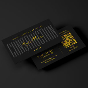 Luxury Builder Contractor Construction Yellow Blac Business Card