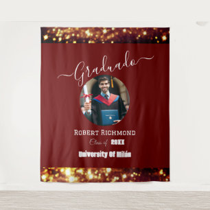 Luxury Burgandy Photo Elegant Graduated Signature Tapestry