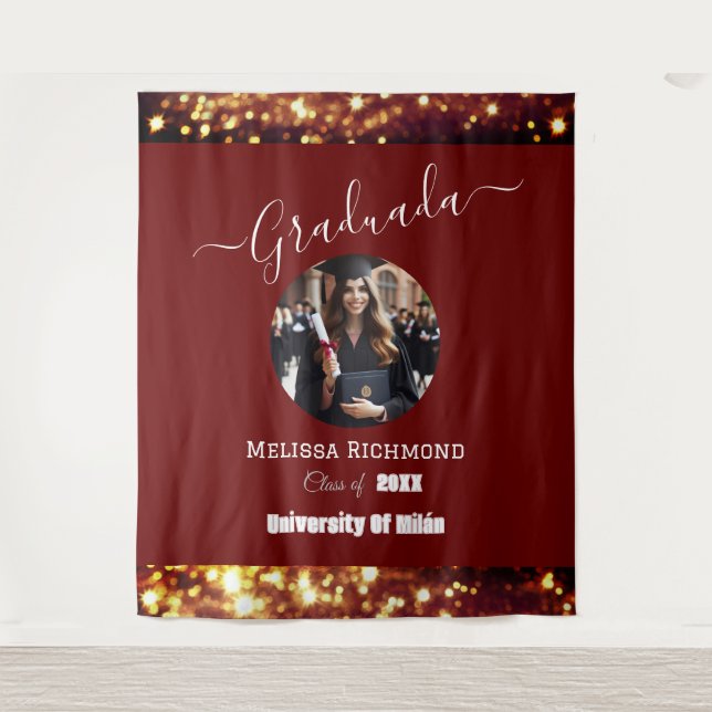 Luxury Burgandy Photo Elegant Graduated Spanish Tapestry (Front)