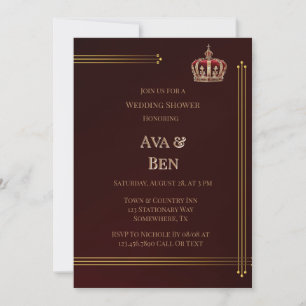 Luxury Burgundy and Gold Flourishes Wedding Invitation