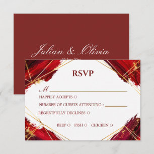 Luxury Burgundy and Gold Geometric RSVP Card