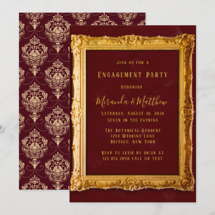 Luxury Burgundy and Gold Royal Engagement Party Invitation