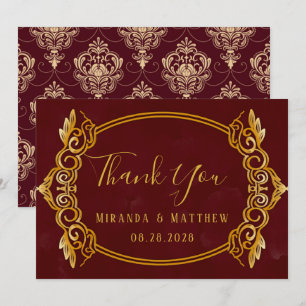 Luxury Burgundy and Gold Royal Thank You Cards