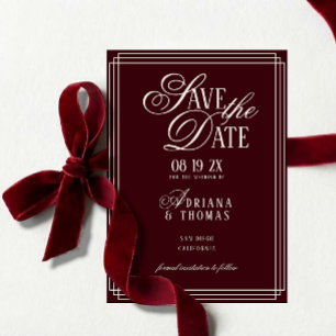 Luxury Burgundy Calligraphy Wedding Save The Date