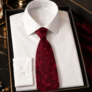Luxury Burgundy Damask Seamless Pattern – Elegant Tie