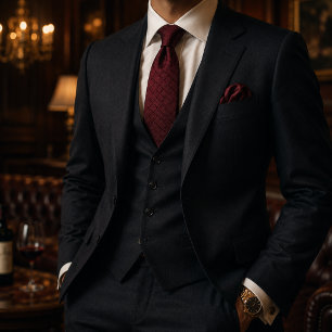 Luxury Burgundy Geometric Elegant Dark Red Tie