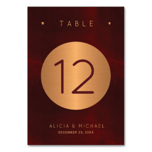 Luxury burgundy gold glitter elegant wedding table number