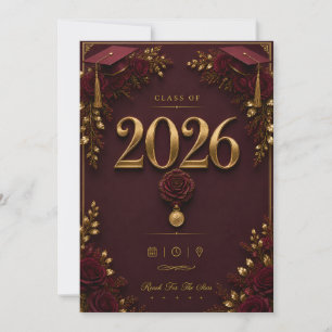 Luxury Burgundy Gold Graduation Card Class of 2026