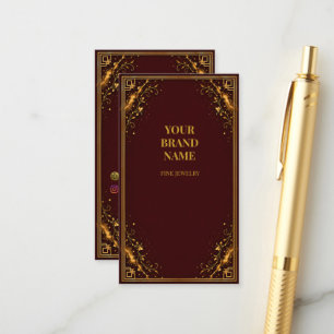 Luxury Burgundy Gold Jewellery Gift Hang Tag Enclosure Card