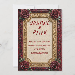 Luxury Burgundy Gold Mosaic Wedding Invitation