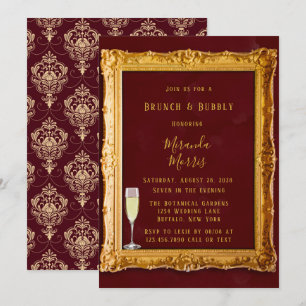 Luxury Burgundy & Gold Royal Brunch & Bubbly Invitation