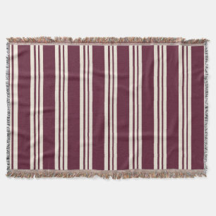 Luxury Burgundy Ivory Striped Trendy Modern Throw Blanket