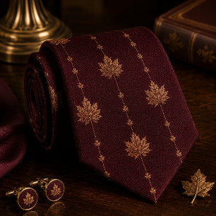 Luxury Burgundy Maple Leaf Tie