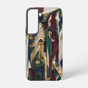 Luxury Burgundy Navy Gold Origami Paper Art Samsung Galaxy Case