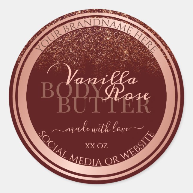 Luxury Burgundy Product Packaging Labels Rose Gold (Front)