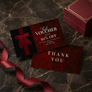 Luxury Burgundy Red Gift Voucher & Thank You Card 