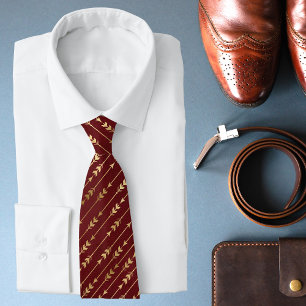 Luxury Burgundy Red Gold Arrow Stylish Pattern Tie