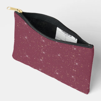 Luxury burgundy sparkle gold glitter confetti accessory pouch