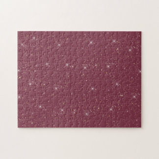 Luxury burgundy sparkle gold glitter confetti jigsaw puzzle