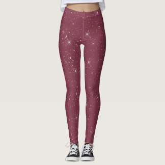 Luxury burgundy sparkle gold glitter confetti leggings