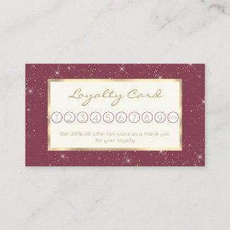 Luxury burgundy sparkle gold glitter confetti loyalty card