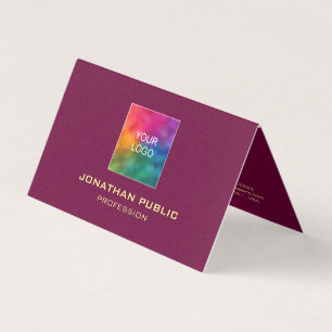Luxury Burgundy Template Upload Your Logo Folded Business Card