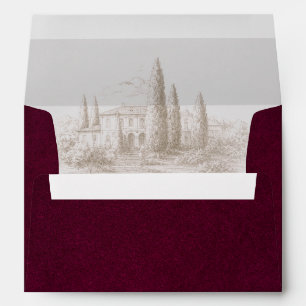 Luxury Burgundy with Vintage Villa Liner Envelope