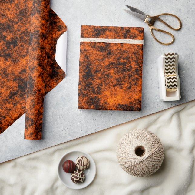 Luxury Burnt Orange & Black Marble Wrapping Paper (Crafts)
