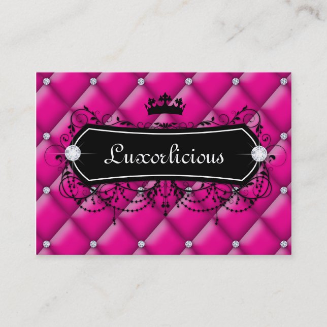 Luxury Business Card Salon Fashion Crown Pink (Front)