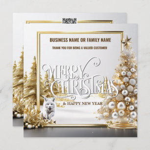 Luxury business Christmas tree snow fox forest  Holiday Card