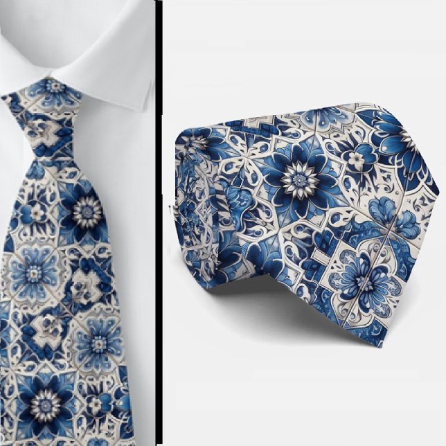 Luxury Business Necktie | Blue Morrocan Faux Silk  (Creator Uploaded)