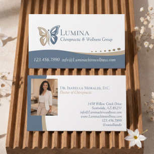 Luxury Butterfly Spine Chiropractic Wellness Photo Business Card