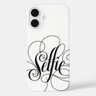 Luxury Calligraphy 'Selfie' Lettering Elegant iPhone 16 Case