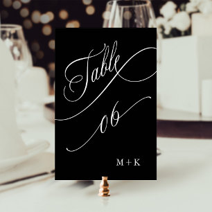 Luxury Calligraphy Wedding Number 6, Black Table Number