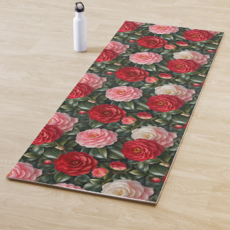 Luxury Camellia Blossom Foliage Yoga Mat